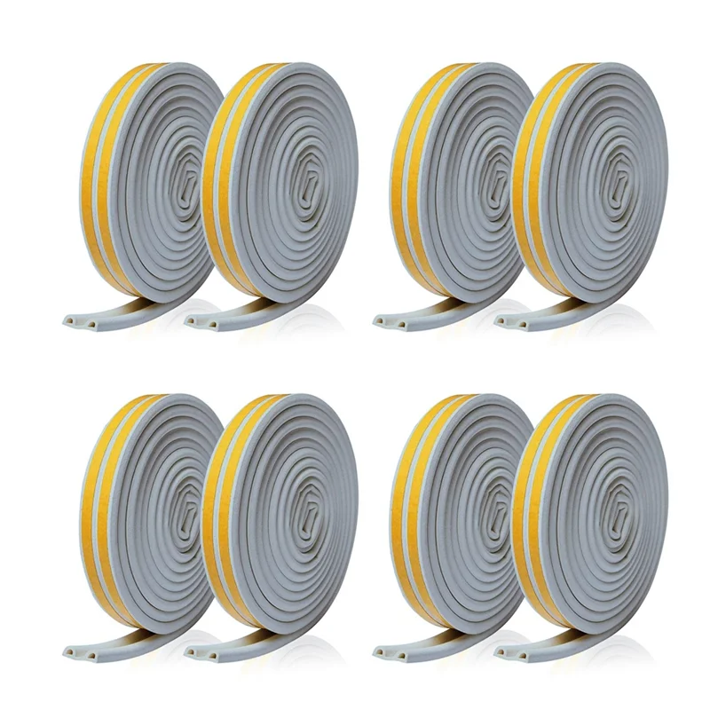 8 rolos 10 m excluído de rascunho para portas e janelas, fita excluída de borracha fita de espuma adesivos de carro vedação cinza