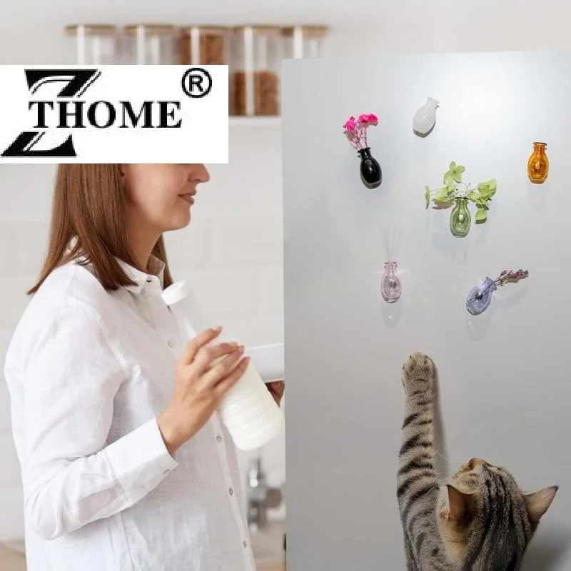 Cute Mini Vase Magnets For Fridge, Tiny Magnetic Flower Glass Vases Refrigerator Accessories, Funny Aesthetic Plant Pot Magnets