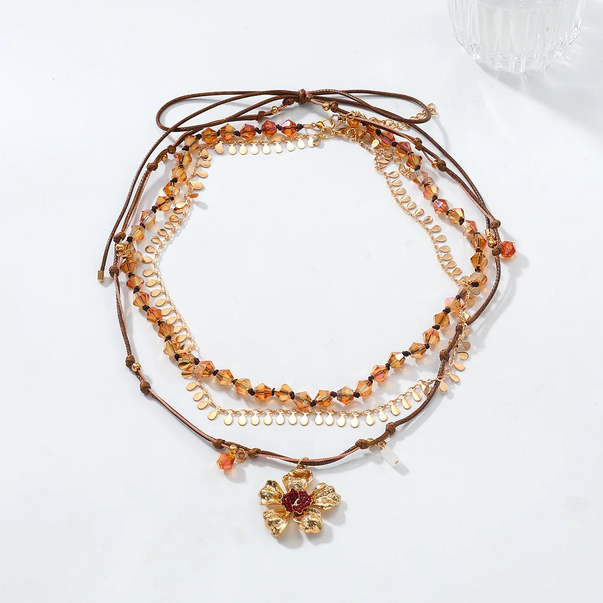 

2025 ZAA Multi-layer Handmade Resin Beaded Charm Vintage Metal Flower Pendant Necklaces for Women Holiday Party Jewelry Gifts