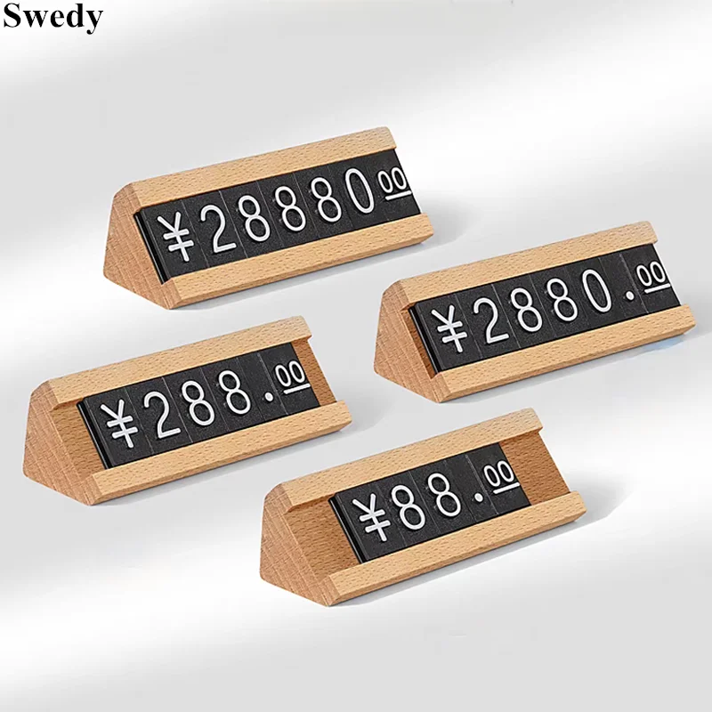 Mini Wood Adjustable Number Digital Jewelry Price Cube Tags Watch Phone Small Price Label Card Sign Holder Display Stand