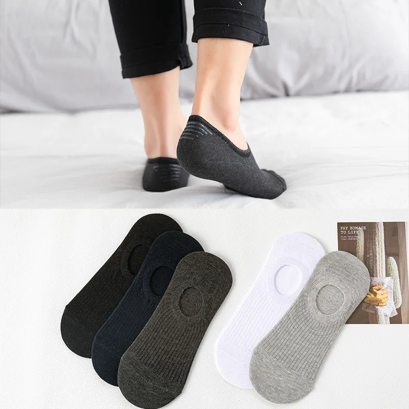 5/10 Paar Ondiepe Mond Siliconen Antislip Heren Mesh Sokken Ademende Effen Streepkleur Retro Katoenen Sokken Comfort Sokken