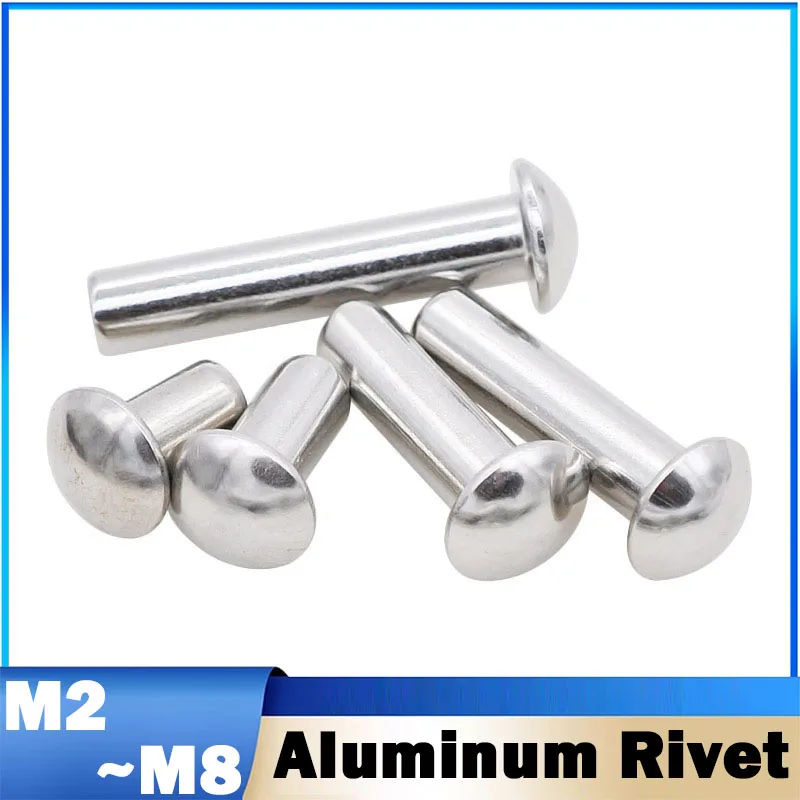 10~200Pcs M2 M2.5 M3 M4 M5 M6 M8 Solid Aluminum GB867 Button Semi Dome Round Head Percussion Punch Self-plugging Rivet