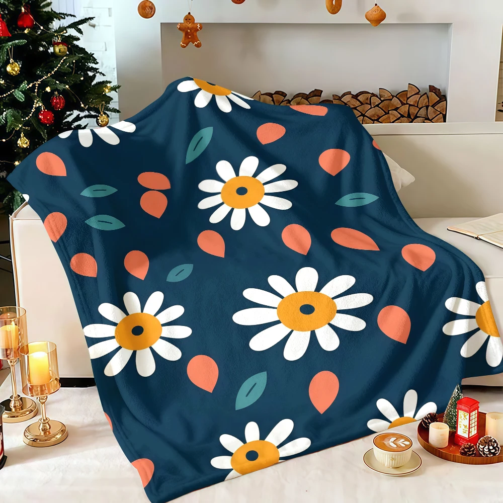 Cute Illustration Festive Pattern Fluffy Machine Washable Bedding Blanket Perfect for Cold Winter Holiday Nights Snuggling