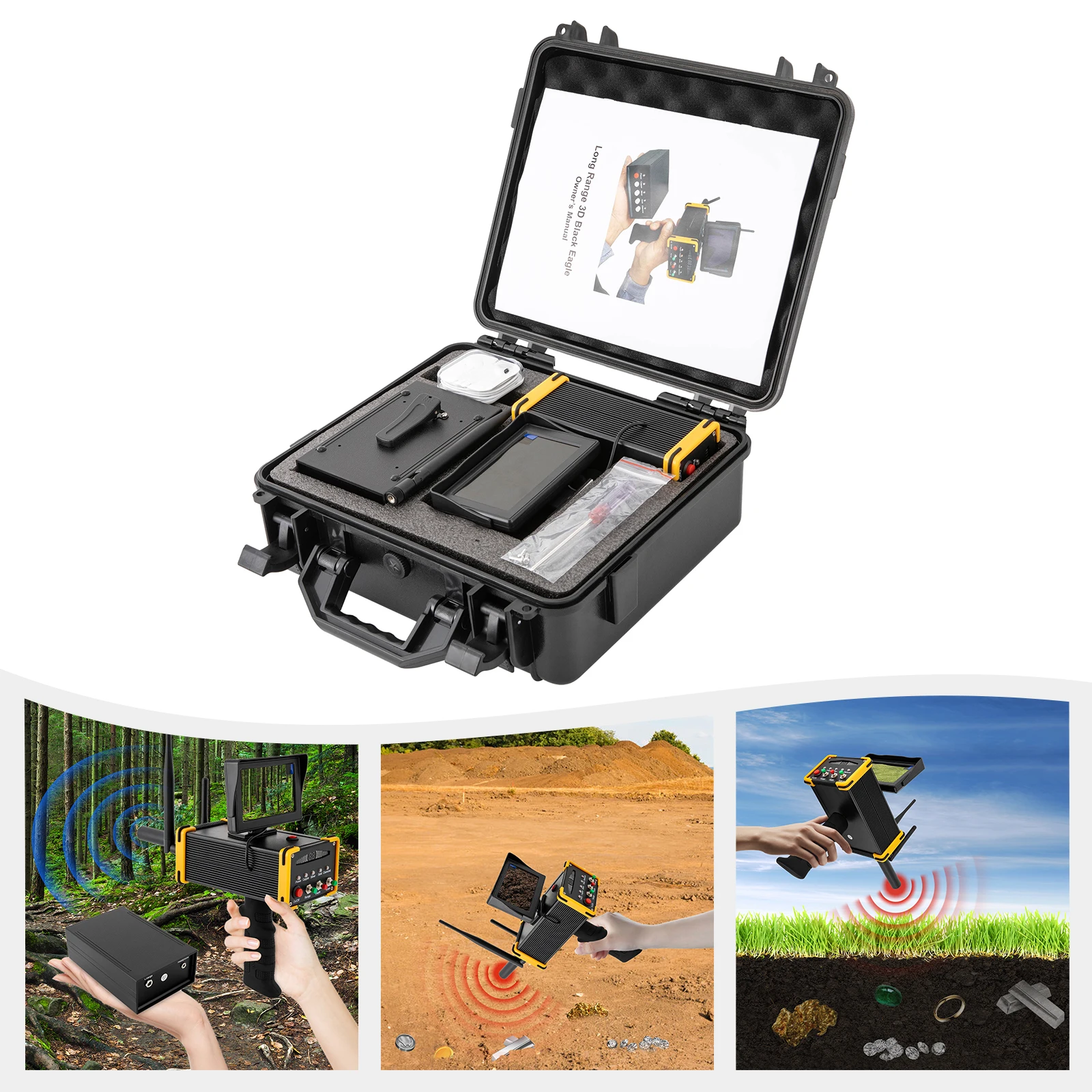 Metalldetektor Goldfinder Unterirdischer Metallscanner mit hochauflösendem Bildschirm für Gold, Silber, Kupfer, AC100-240 V (US-Stecker)