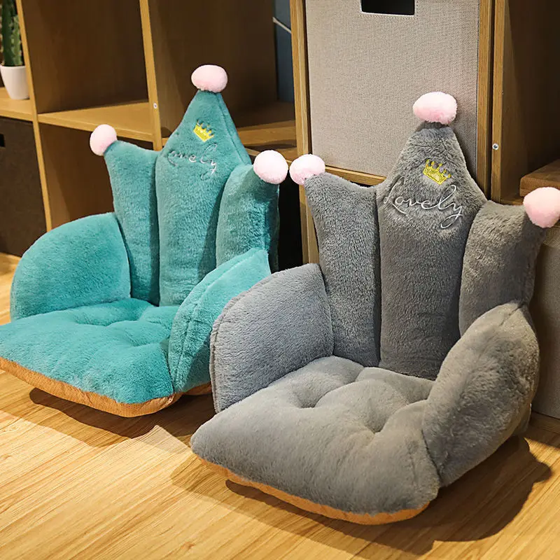 

Solid Color Crown Seat Cushion Winter Office Chairs Cushion Comfy Car Seat Lumbar Home Decor Gaming Chair Cute Cozy Seat Pad