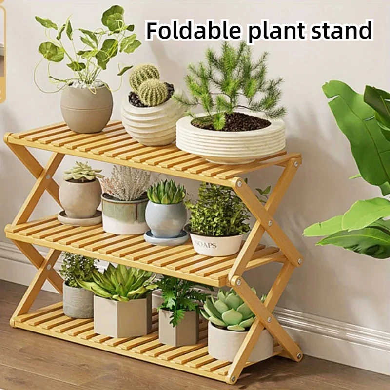 

3-Tier Flower Pot Plant Shelving Garden Display Wooden Balcony Organizer Storage Rack Plant Shelf Home Etagere Bois Furniture