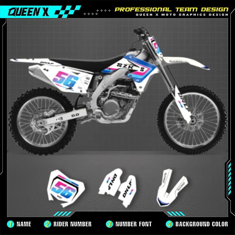 

QUEEN X MOTO Custom Team Motorcycle Graphics Background Decal Stickers Kit For SUZUKI RMZ450 2008-2017 450cc 006