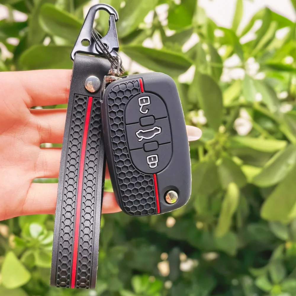 Silicone Key Case Fob For Audi A2 A3 S3 A4 S4 RS4 A6 S6 allroad A8 S8 TT Roadster Cabriolet 1997-2006 Remote Key Cover Shell