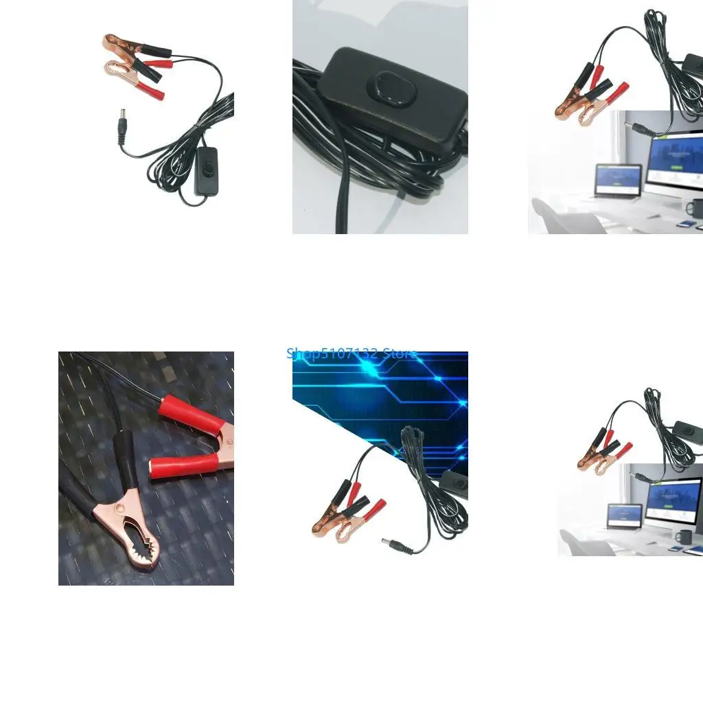 87HD 2 Alligators Clip to 5.5x2.1mm Male Connector Power Cable for Cooling Fan