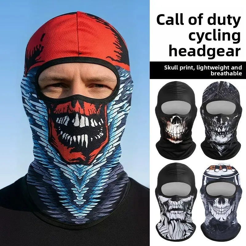 Cycling Face Cover Sunscreen Hood Skull Ghost Digital Printing Neck Protector Pullover Hat Motorcycle Full Face Ice Silk Mask