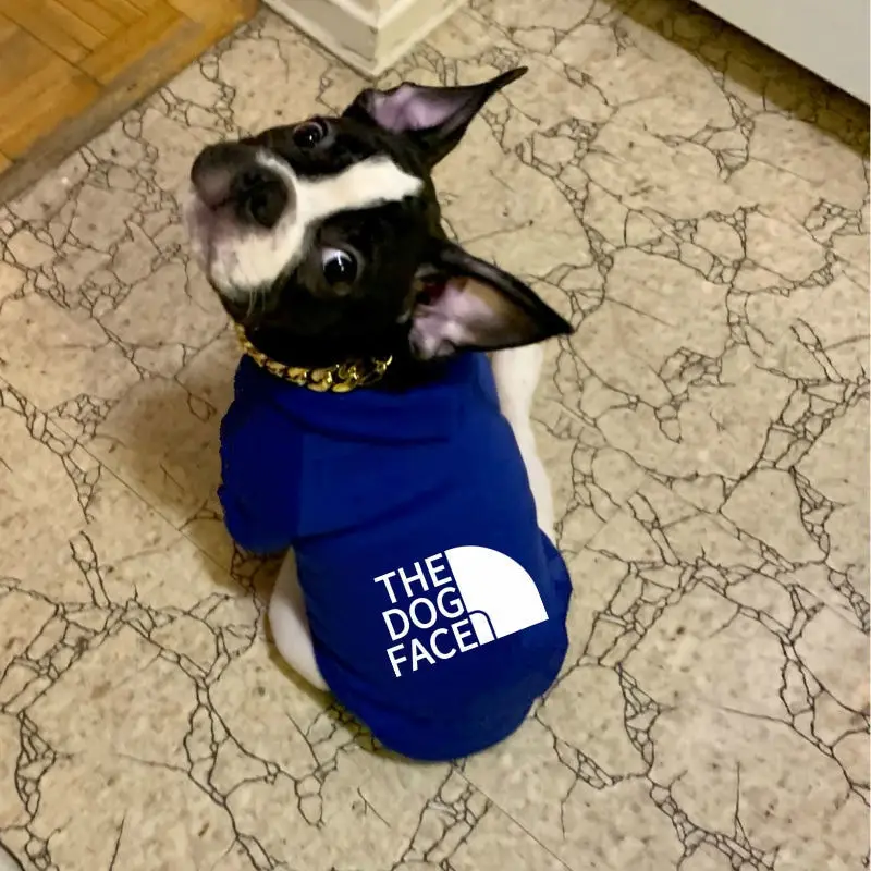 Pet Dog Hoodies Autumn and Winter Season Large Dog Clothes Dog Face Text Pattern French Bulldog Labrador Jacket Clothing image 6