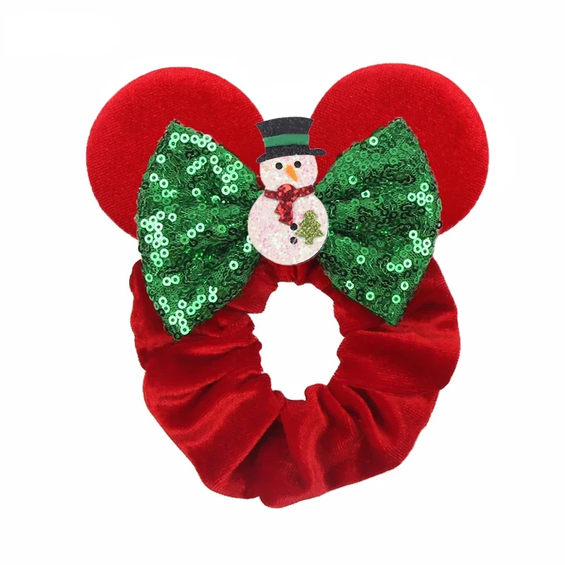 Disney Christmas Day Scrunchies Haarband Vrouwen Elastische Paardenstaart Houder Meisjes Pailletten Strik Kids Haaraccessoires