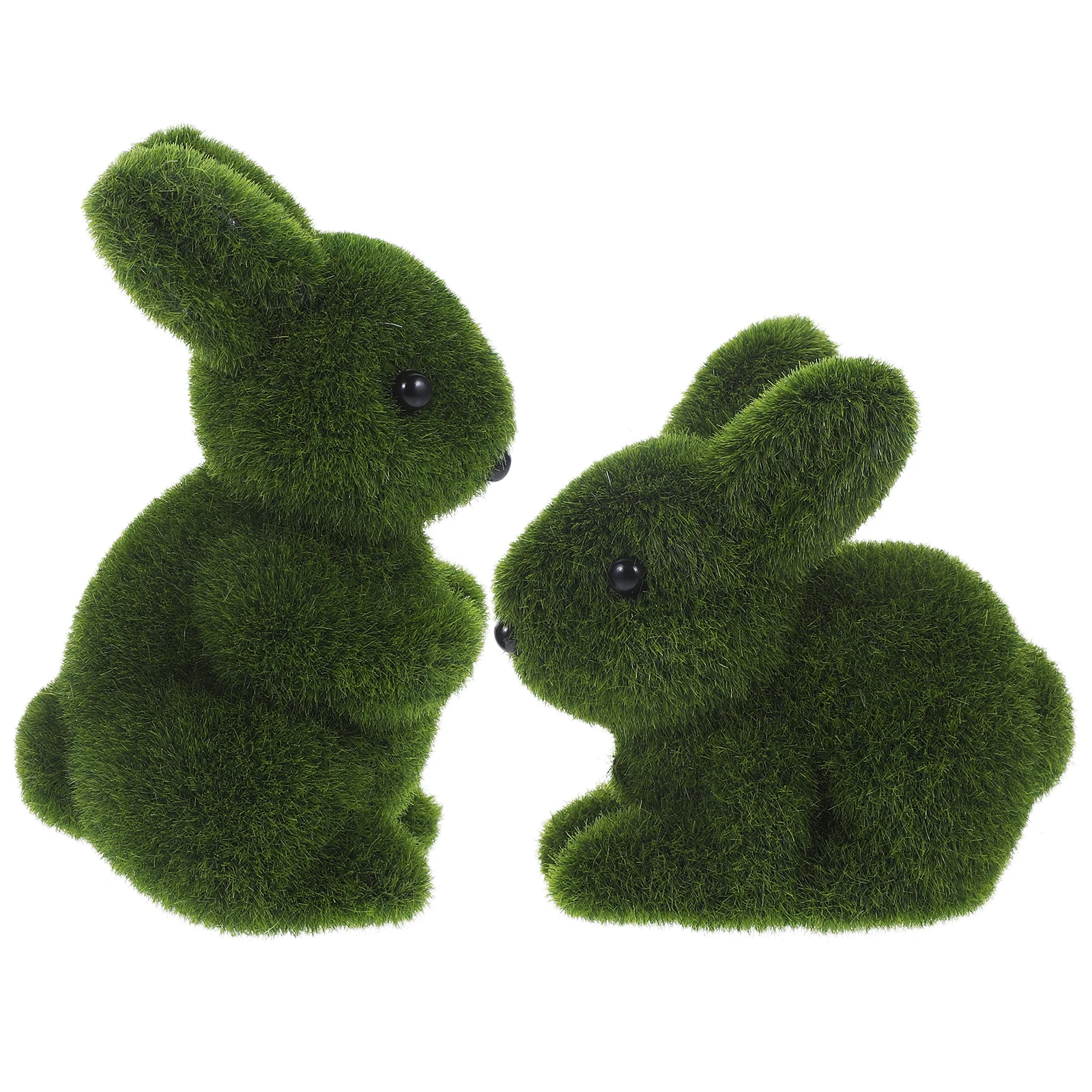 

2pcs Lifelike Flocking Rabbit Decor Artificial Bunny Statue for Lawn Yard Outdoor Easter Decoration