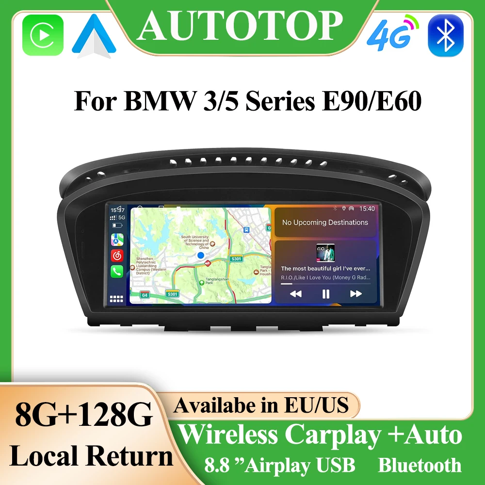 AUTOTOP 8G+128G Car Multimedia Player For BMW E60 E61 E63 E64 E90 E91 E92 E93 CCC CIC GPS Navigation Wireless Carplay Auto BT