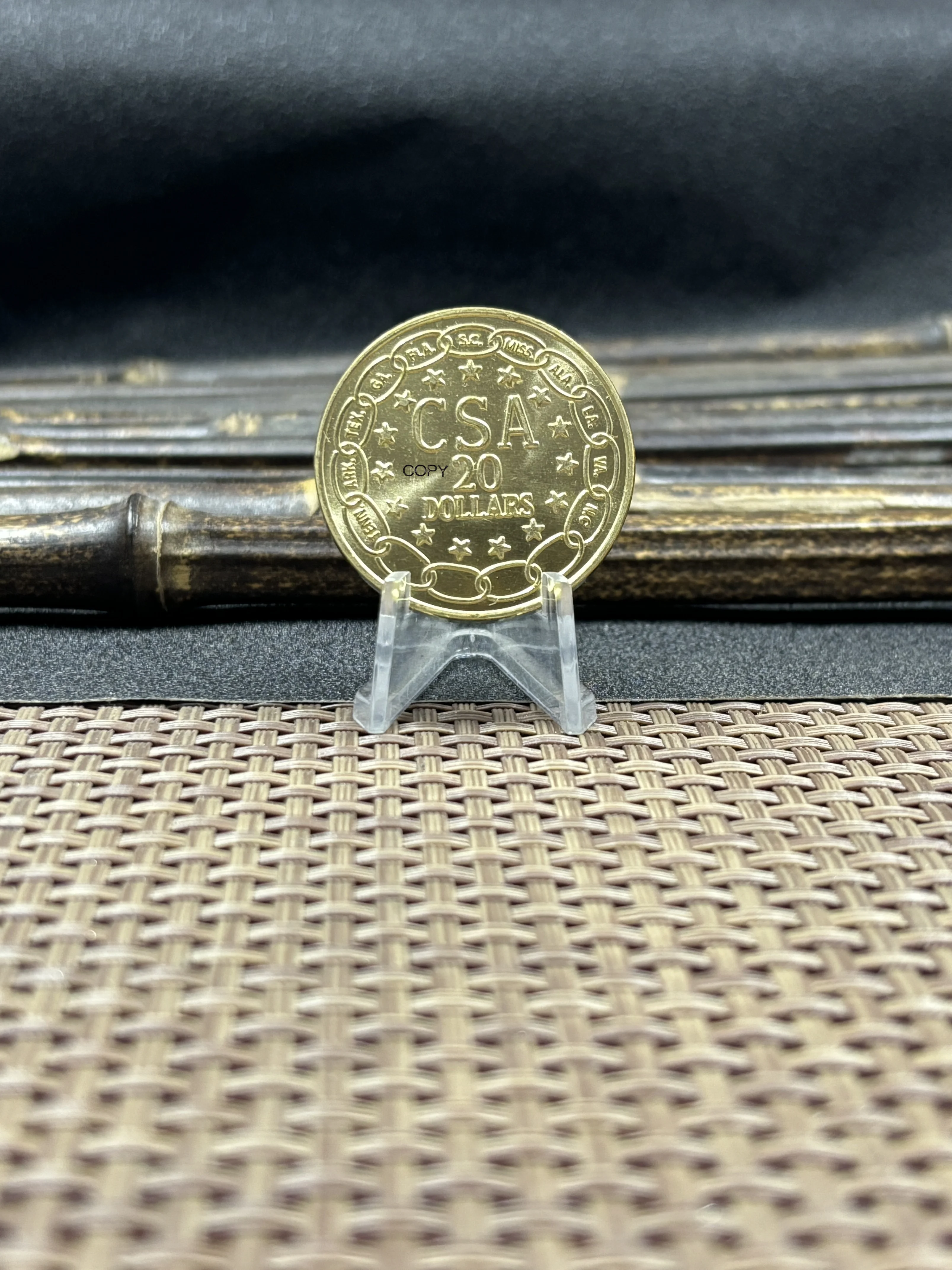 US 1861 20 Twenty Dollars CSA Confederate United States Gold Brass Metal Copy Commemorative Coin Ww2 Moneda Collectible Coins