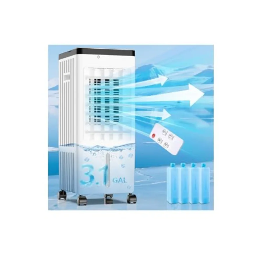 

Portable air conditioners for room, kitchen, bedroom, garage, pets; plastic housing; white; evaporative cooling up to 20H with