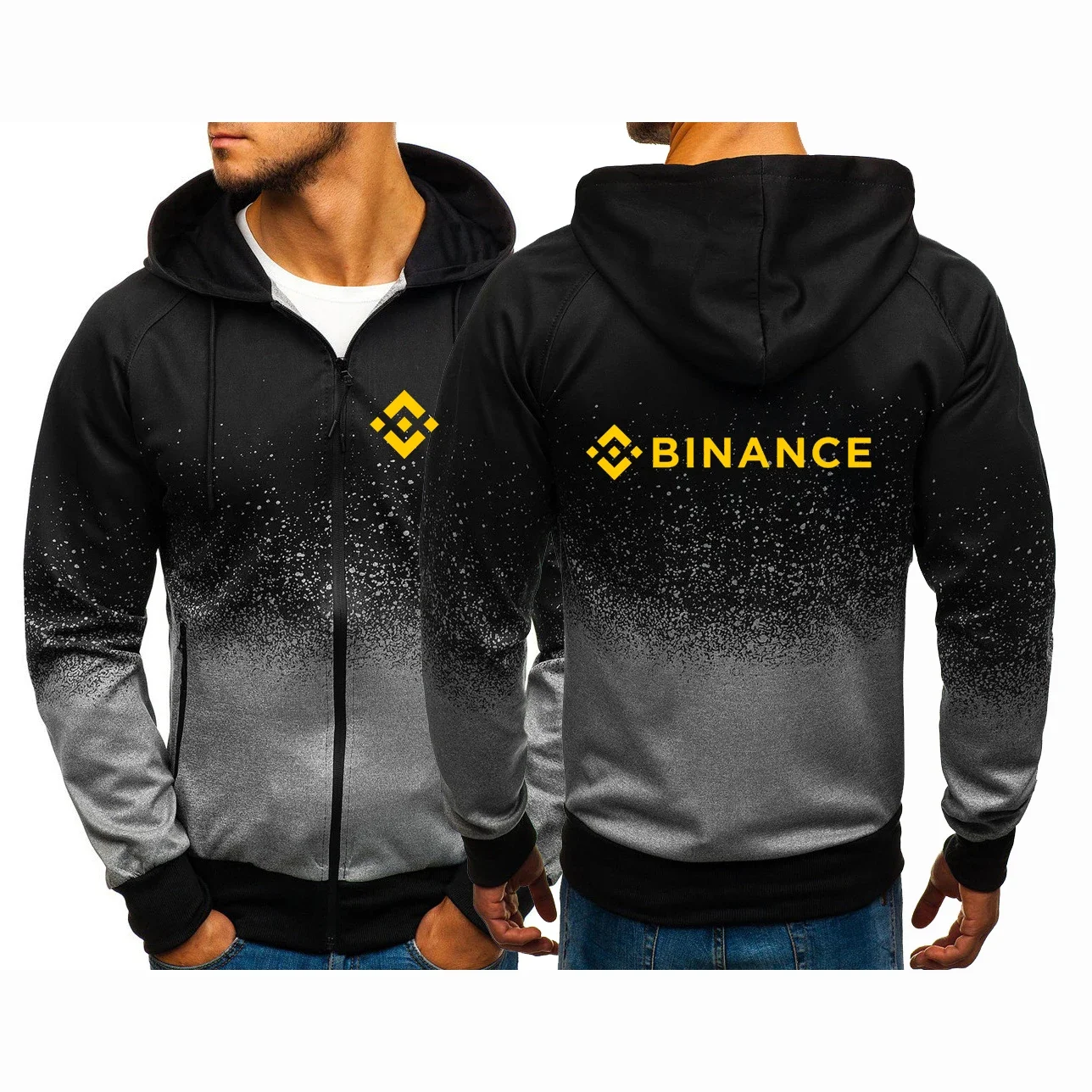 2024 New Binance Crypto Men Hooded Zipper Sweatshirt Jacket Fashion Tie-Dye Design Spring Autumn Fashion Coat Men Casual Hoodies