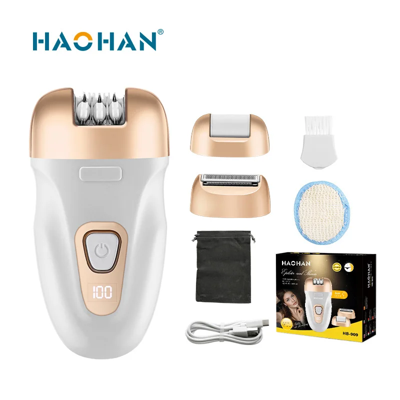 HAOHAN Electric Bikini Trimer Shaver Rechargeable Women Epilator Facial Body Hair Remover Rotary Female Epilator For Face Leg