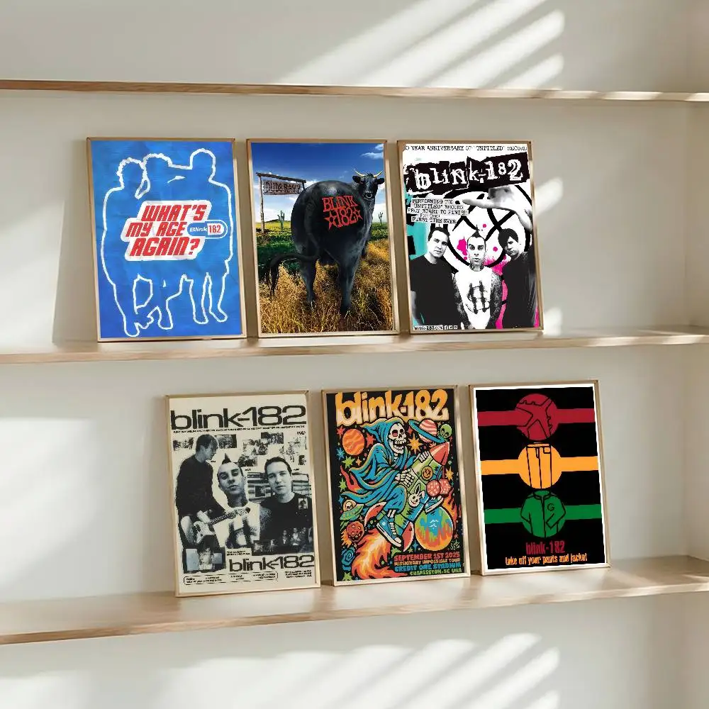 Pôsteres Vintage da Banda de Rock B-Blink 182, Adesivos de Papel Kraft Retro, DIY para Decoração de Quarto, Bar, Café, Decoração Kawaii
