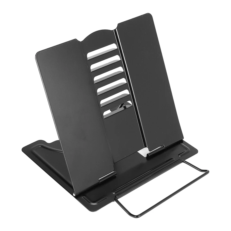 Desk Book Stand Metal Reading Rest Book Holder Angle Adjustable Stand Document Holder Portable Sturdy Lightweight(Black)