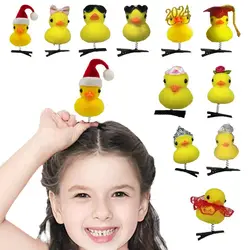 Funny Cartoon Plush Yellow Duck Hair Clip Flower Bowknot Cap Crown Animal Hairpin Girls Duckbill Clip Barrettes Hair Accessories