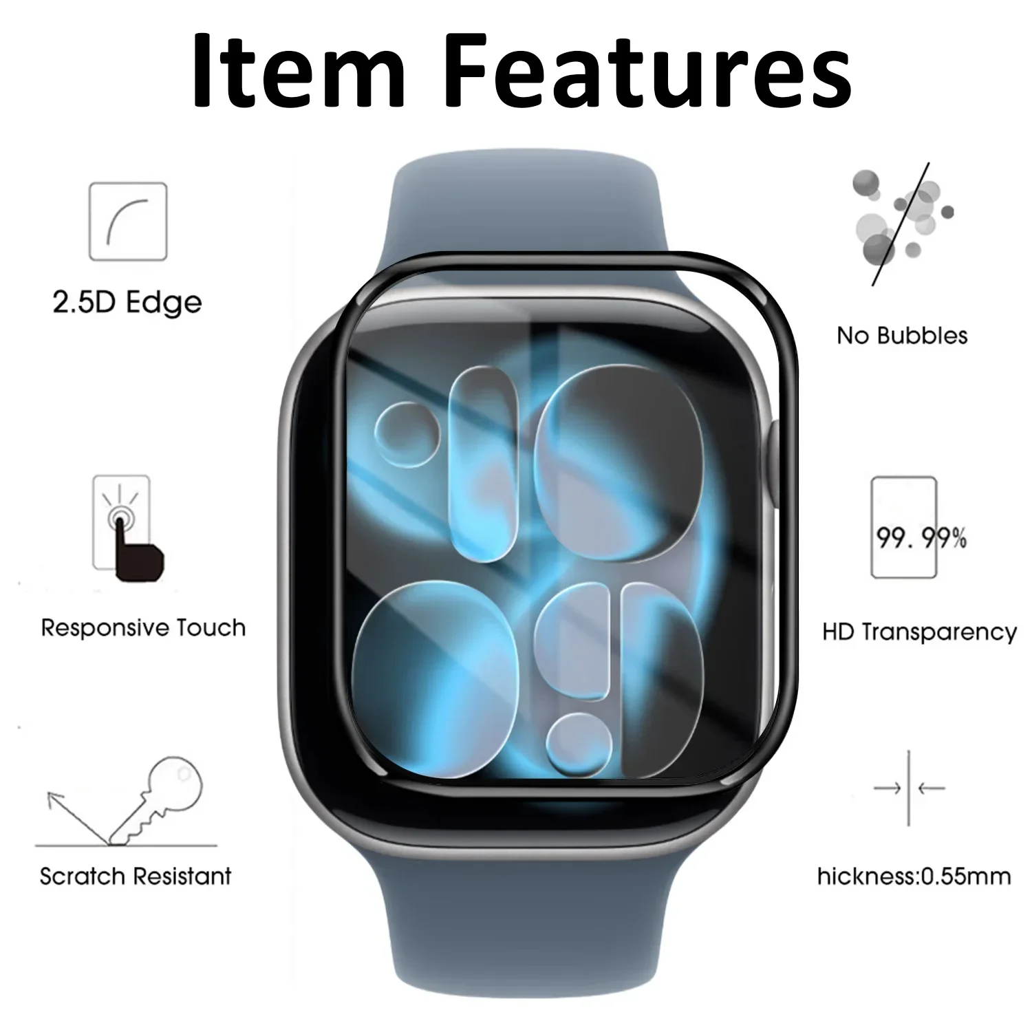 5PCS 3D Curved PMMA Screen Protector Film for IWatch S11 Soft Watch Cover Protective Film for Apple Watch Series 11 42MM 46MM