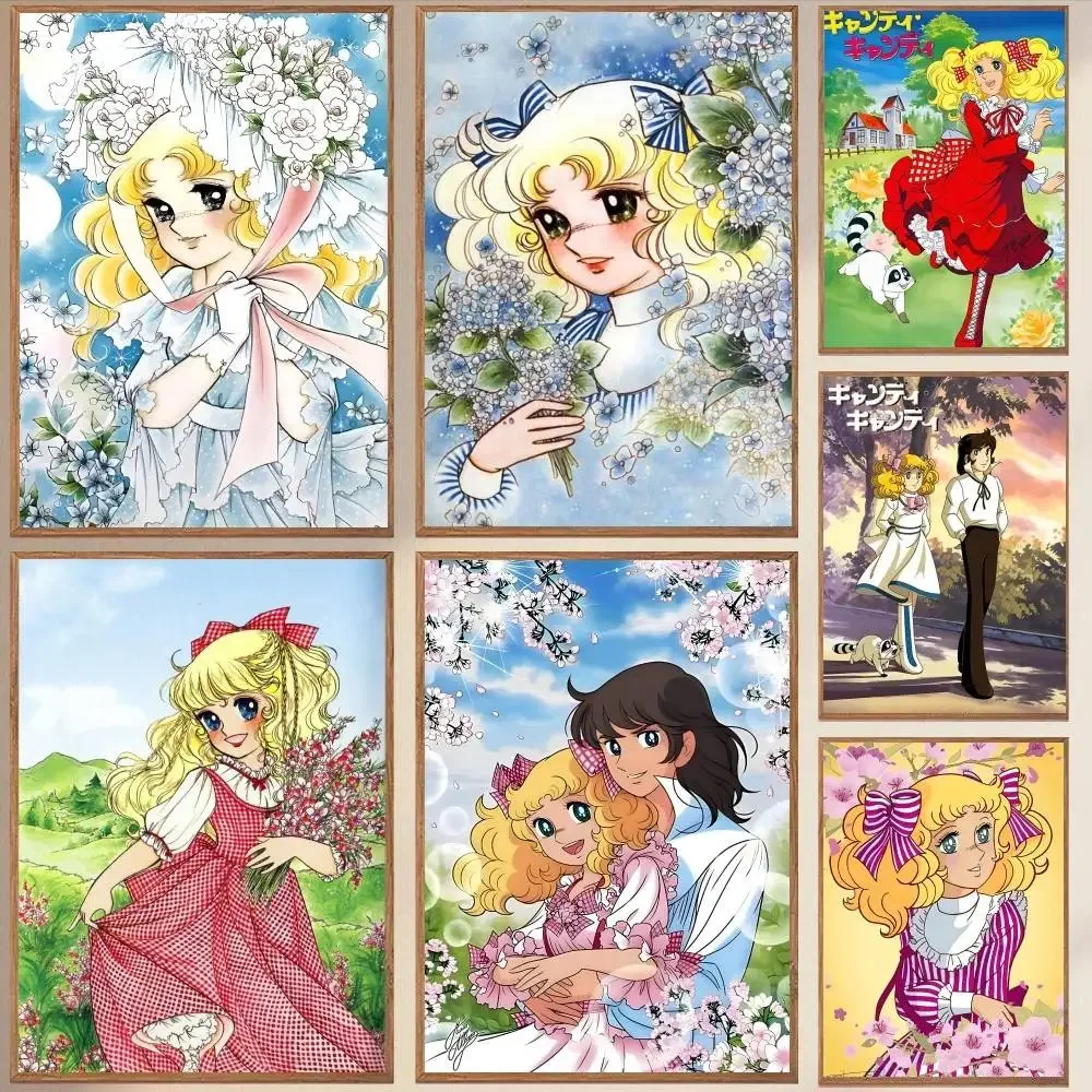 Póster de Anime Manga C-Candy Candy, adhesivo artístico autoadhesivo, papel impermeable, decoración de pared para cafetería, Bar, habitación