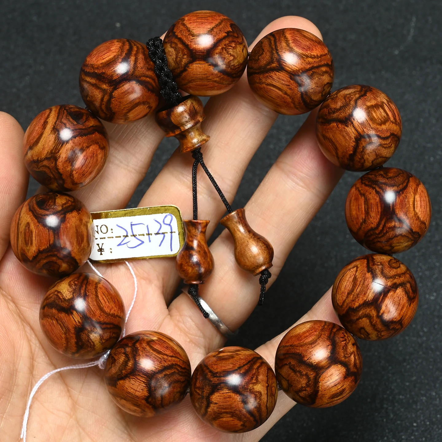 Hainan Huanghuali Bracelet 20mm Old Material Prayer Beads Purple Oil Eye Face Tiger Pattern Couple Handcraft Jewelry