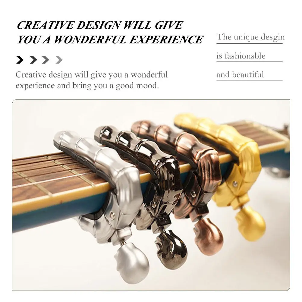 Skull Inspired Guitar Capo Robust Metal Capo for Acoustic Guitar Ukulele Functional Ergonomic Design Reliable Tone Modified Clip