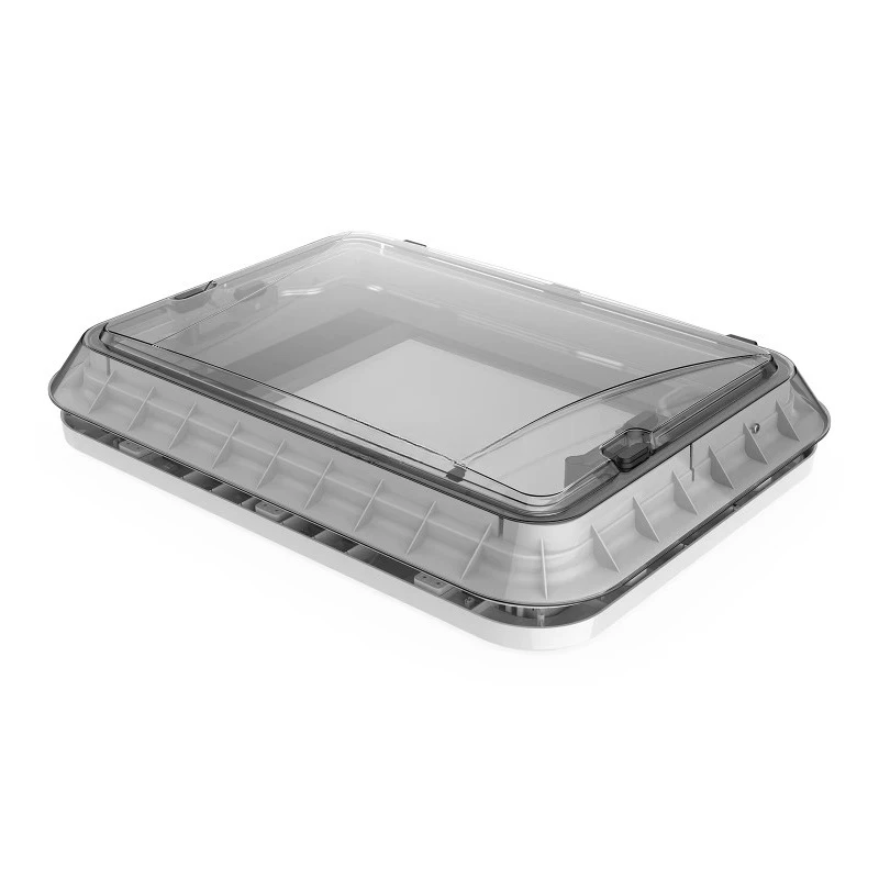 Roof Hatch Skylight Vent, Aluminum Alloy Frame with Gas Strut Lift, Hollow Acrylic Cover for Caravan Trailer Camper Roof