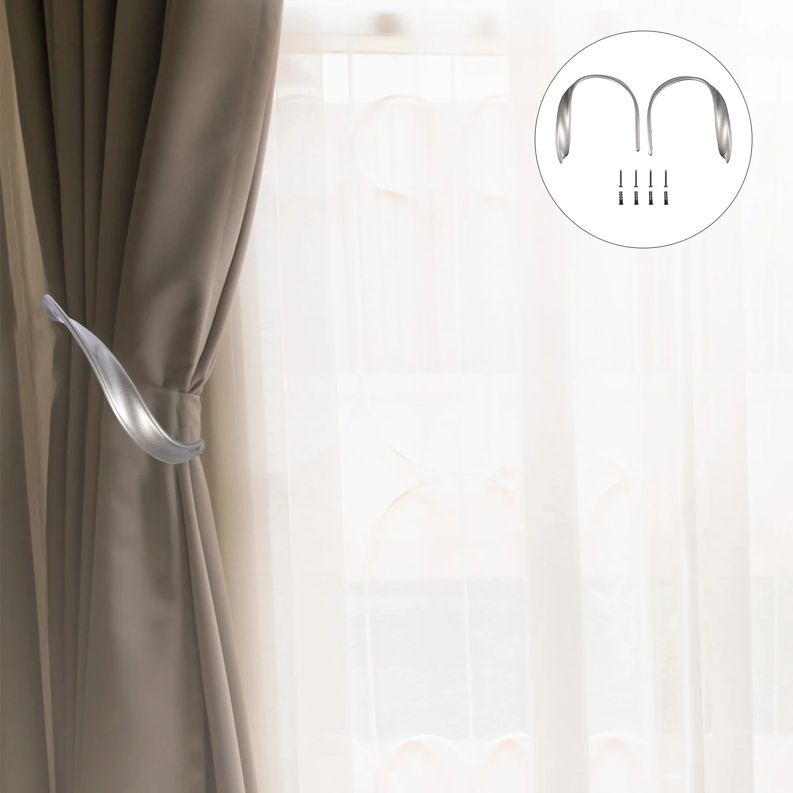 

2 pcs Curtain Hooks Sturdy Aluminum Alloy Durable For Bedroom Living Room Hanging Hardware U-Shaped Household Curtain