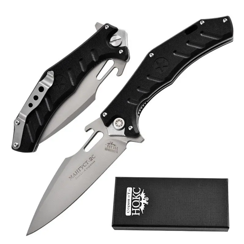 Hokc folding knife with handle g10, emergency rescue tool, fishing, mountaineering, travel, self-defense, sharpening