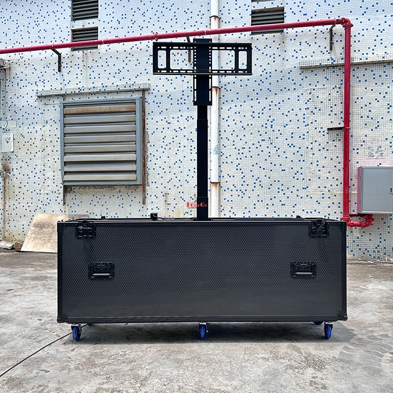 Portable 75'' Automatic Control LED LCD TV Screen Black Electric Motorised Lift Plasma Flight Case