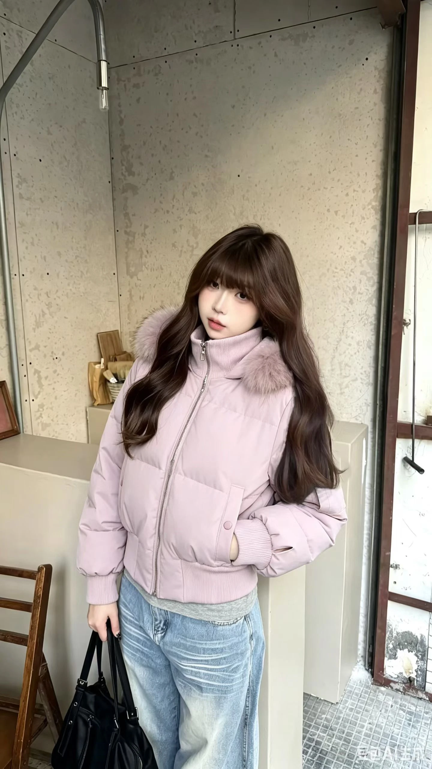 Winter Solid Color Long-sleeved Fashion Korean Fur Collar Cotton Jacket Women's Versatile Thickened Warm Jacket Women's Clothing