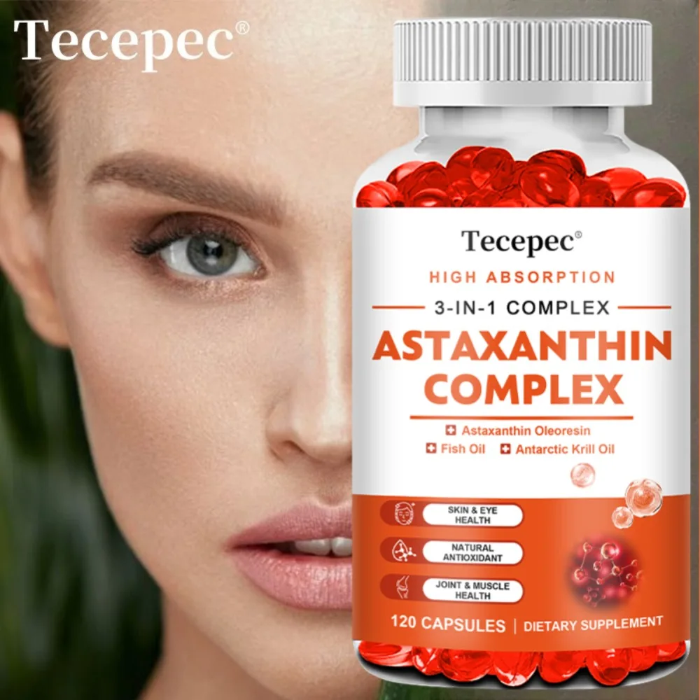 

3-in-1 Complex Capsules, with Astaxanthin, Fish Oil, and Antarctic Krill Oil To Support Skin, Joint, and Eye Health