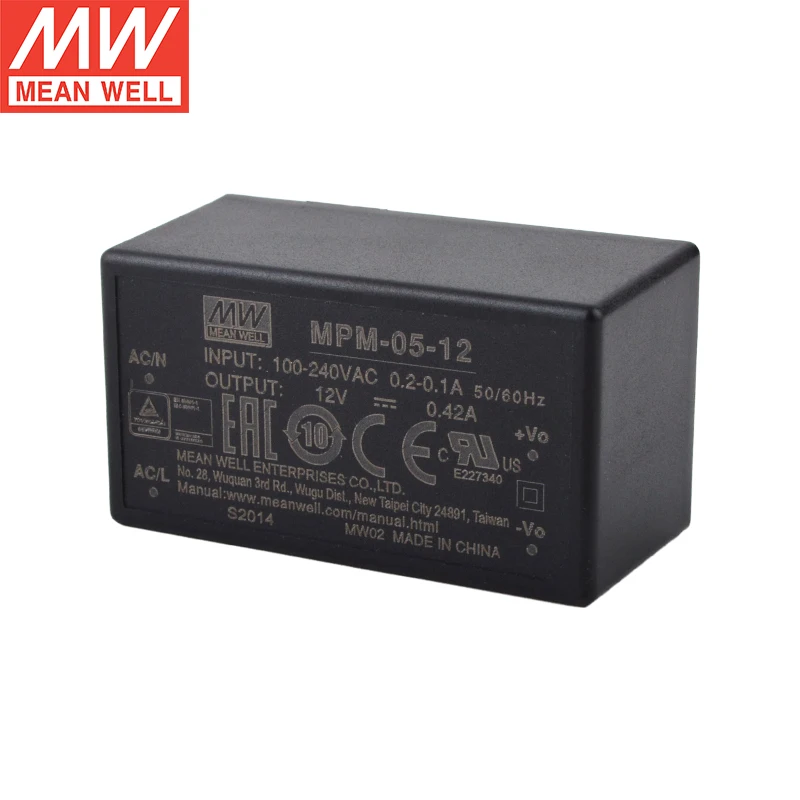 MEAN WELL MPM-05 5W High Reliable Green Medical Encapsulated Type 3.3V 5V 12V 15V 24V Brand New