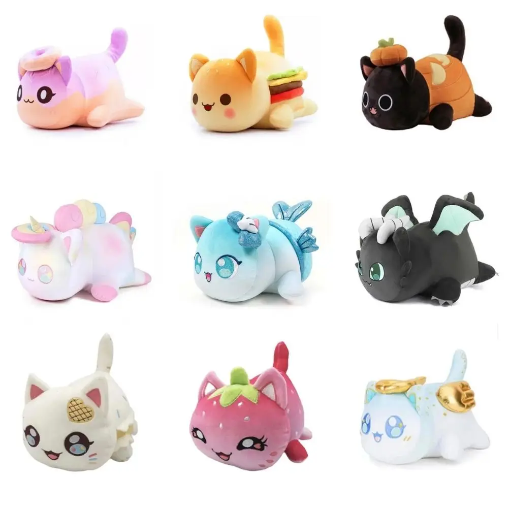 Aphmau Meows gatto peluche morbido Meemeow farcito ciambella gatto peluche Kawaii French Fry Cheeseburger cibo peluche bambola regali di compleanno