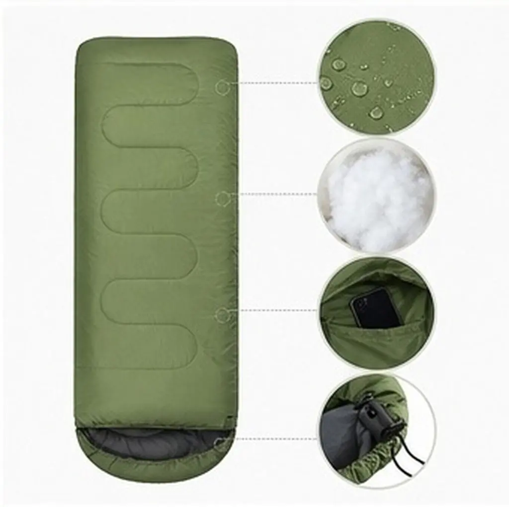 Comfortable Waterproof Mummy Sleeping Bag Adults Cold Weather Camping Sleeping Bag with Drawstring Hood Internal Pouch