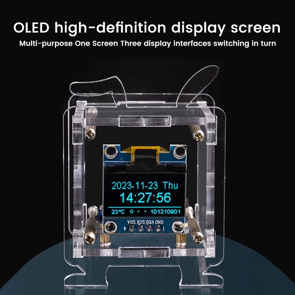 ESP826 Mini Electronic Clock Diy Kit 0.96 Inch OLED Display Support 2.4G Wifi Networking With Case Fun DIY Soldering Loose Parts