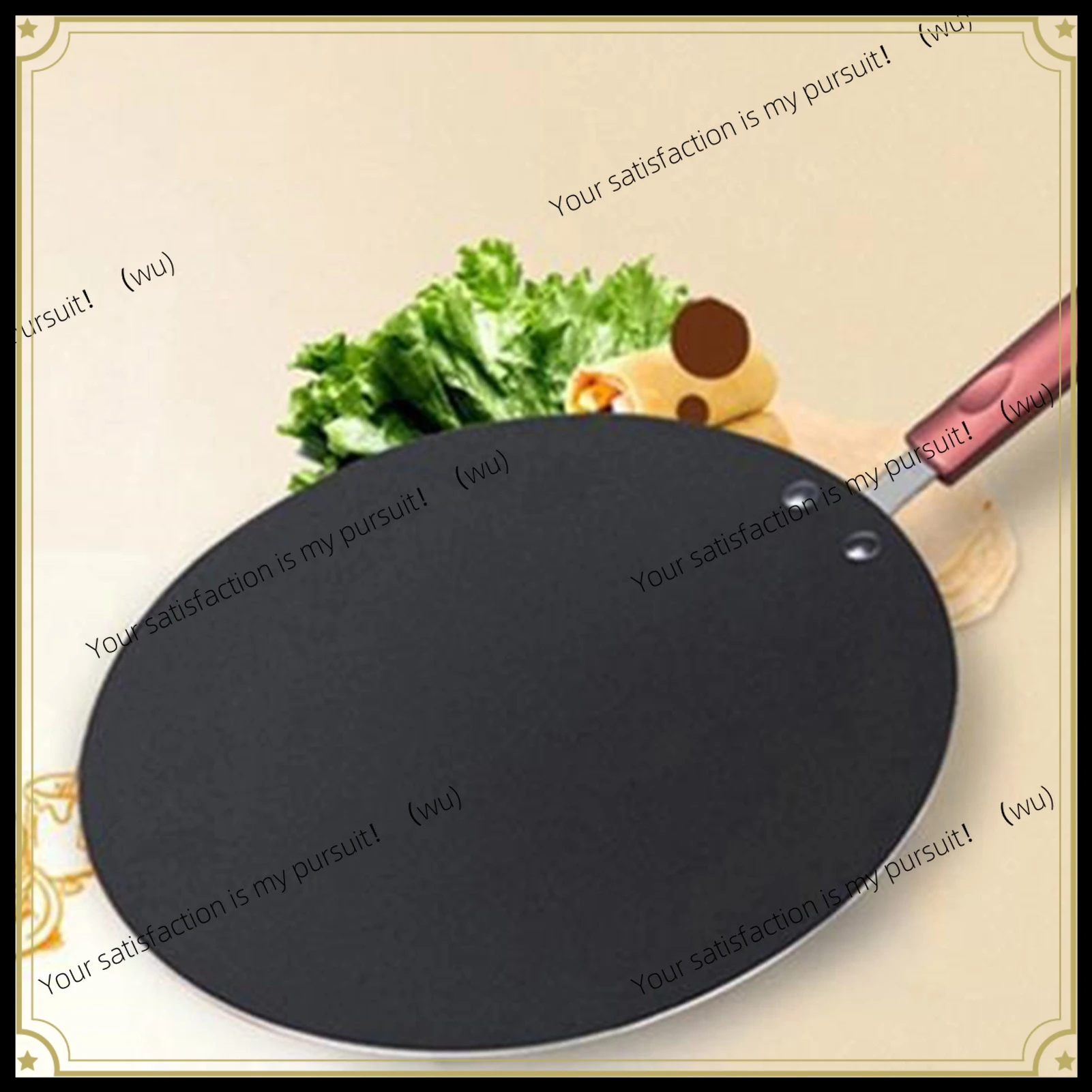 Aluminum pancake frying pan with batter spread and scraper, household non-stick pancake cooking pan