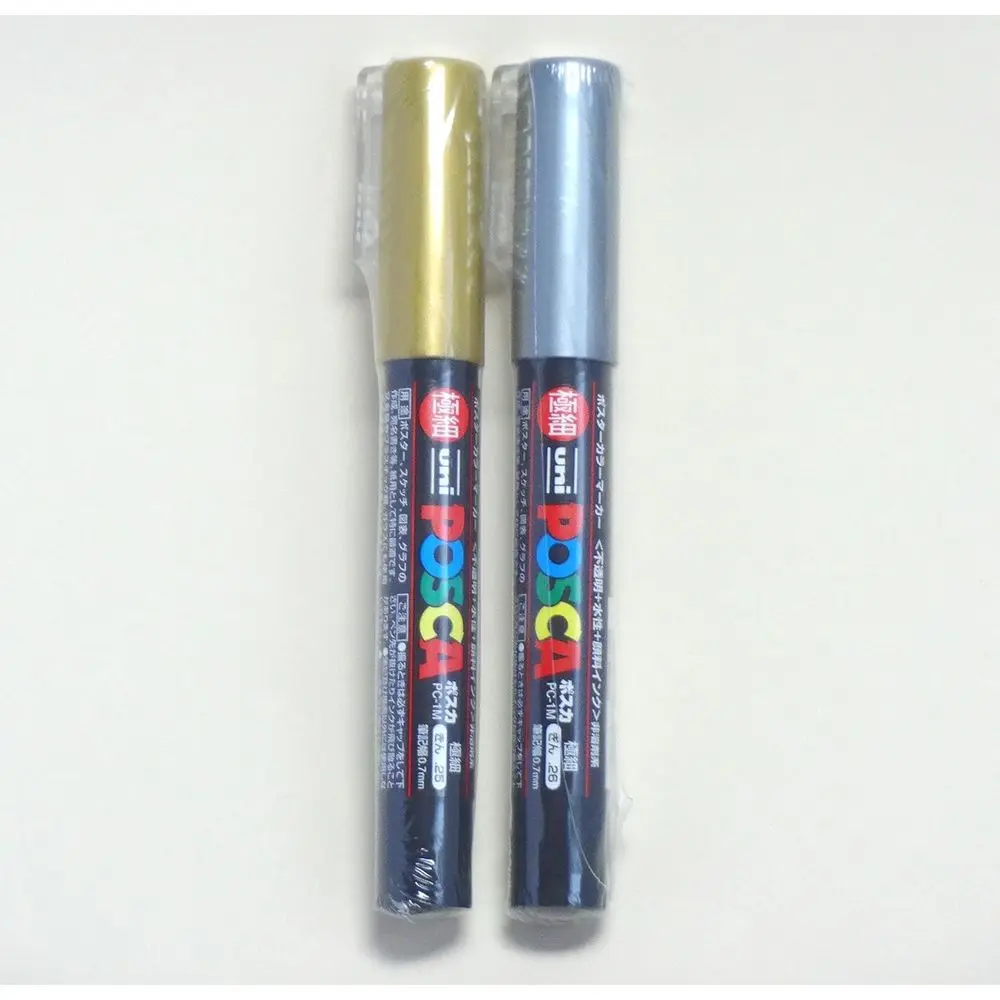 

Uni Posca Paint Marker PC-1M Gold & Silver, 2 pens per Pack(Japan Import) [Komainu-Dou Original Package]