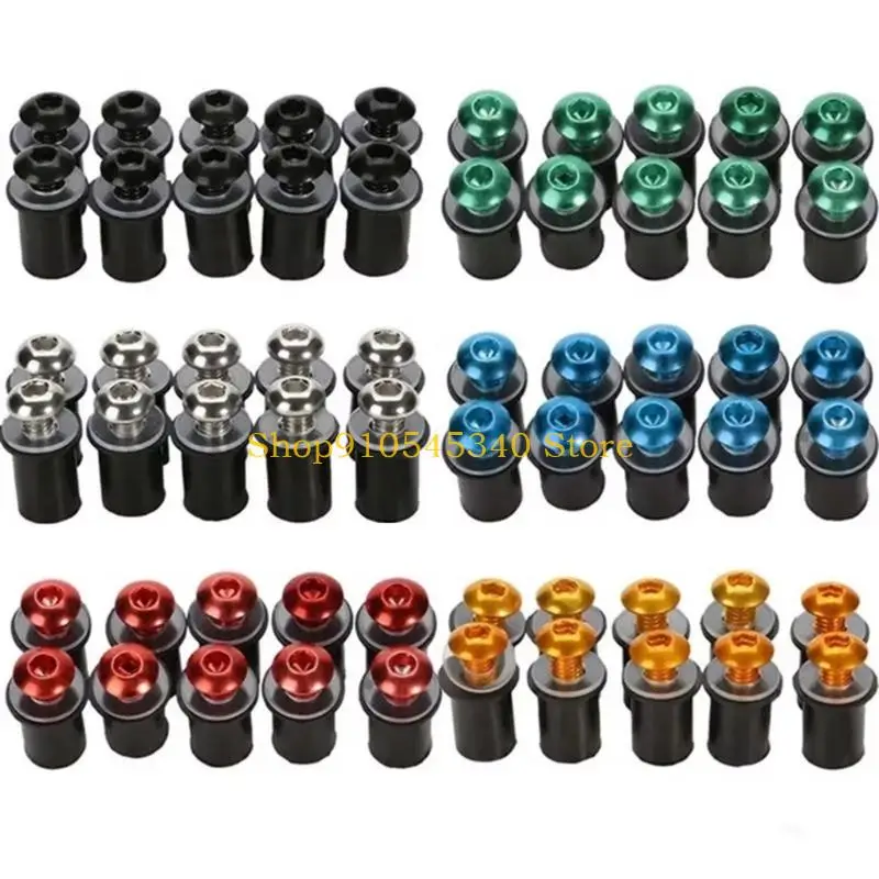U2JA 10pcs Motorbike Accessories Easy Installation Windshield Mount Aluminum Fastener Kit M5x16mm Windscreen Screw Bolts Nuts