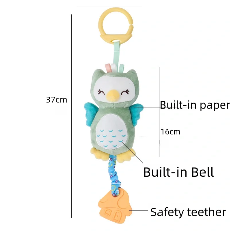 Weiche Tier-Plüsch-Hängespielzeuge mit Handglocken und Beißring - Sensorisches Entwicklungsspielzeug für Säuglinge und Neugeborene