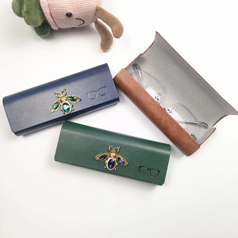 

PU Leather Hard Spectacles Box Women's Bee Pattern Glasses Case Hard Anti Press Sunglasses Box Eyeglasses Cases B1