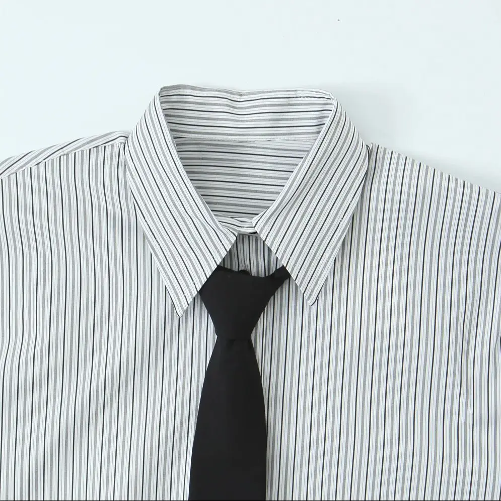 DiYiG KOBIETA 2025 Zima Nowa Moda Paski Nadruk Długi Top Elegancki Ozdobny Wiązany Długi Rękaw Luźna Koszula Bluzki Mujer