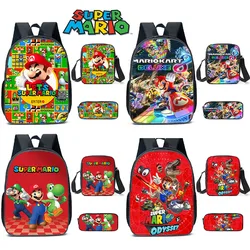 Super Marios Bros Children's Backpack Anime Figure Luigi Yoshi Cosplay Schoolbag Boys and Girls Lightening Zipper Backpack Gift