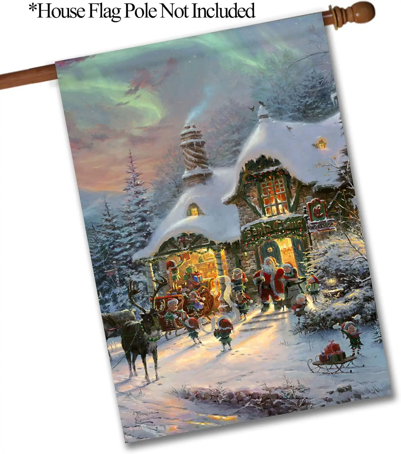 Thomas Kinkade, Christmas, Santas Night Before Christmas, Outdoor Flag, Exclusive Premium Fabric, House Flag 28 x 40 (28 x 40)