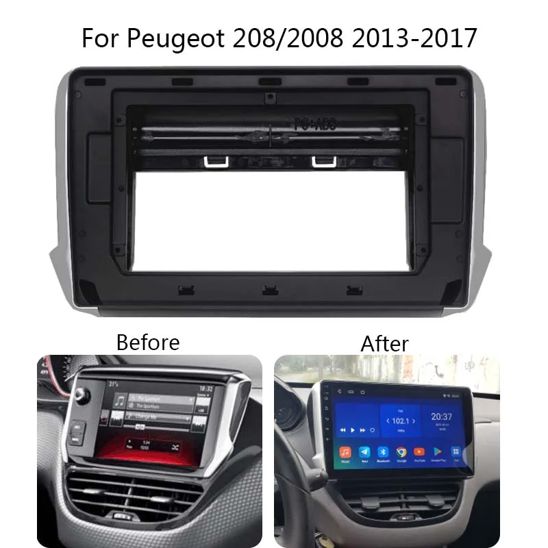 

Автомобильный радиоприемник 2 Din Android для PEUGEOT 208 2008 2013-2017, автомобильный стереоприемник, панель приборной панели, комплект с рамкой и креплением