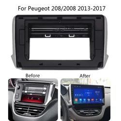 2 Din Android Car Radio Audio Fascia For PEUGEOT 208 2008 2013-2017 Auto Stereo Head Unit Dash Panel Frame Kit Mount Bezel