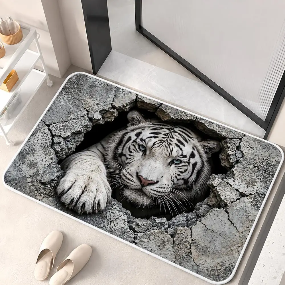 Animals in the Wall Floor Mat Flannel Rug Soft Non Slip Washable Door Mat for Bathroom Bedroom Kitchen Home Decor